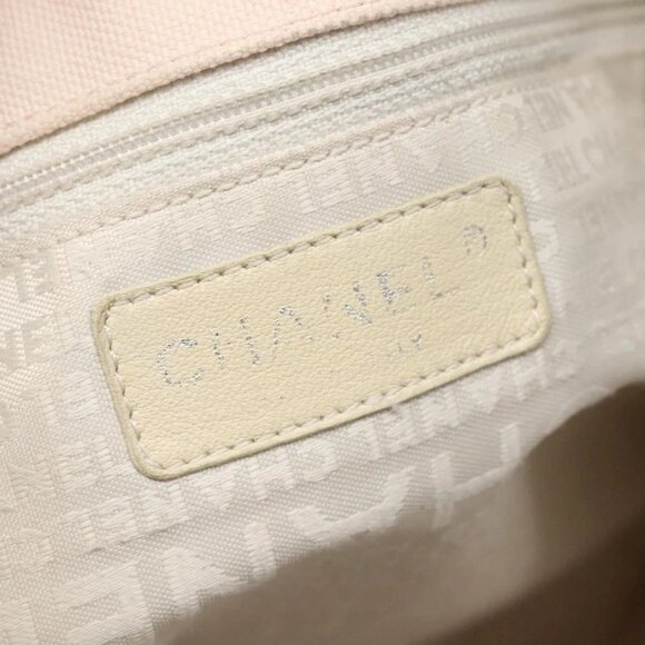 CHANEL COCO Mark Tote Bag No.5 Canvas White Silver CC Auth gh524 - Picture 12 of 16